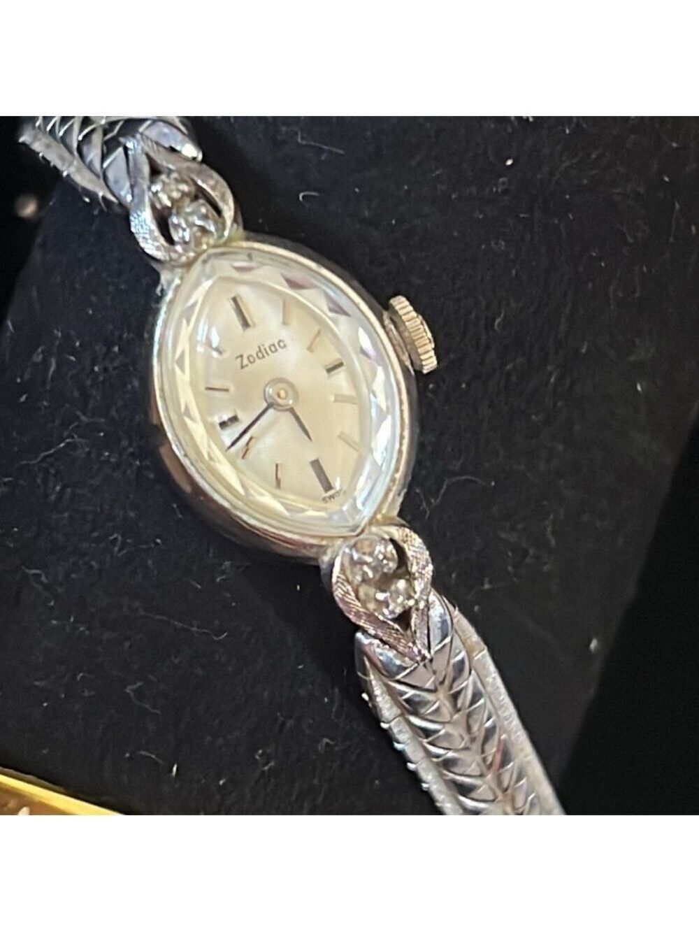 Zodiac 10k Gold Filled Diamond Watch Swiss 1960s - Picture 4 of 9